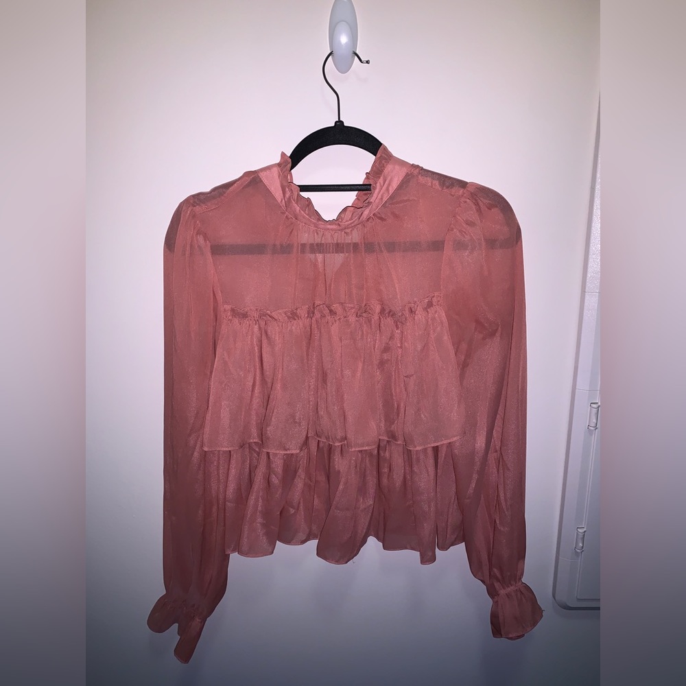 Forever 21 Mock Neck Ruffle Top